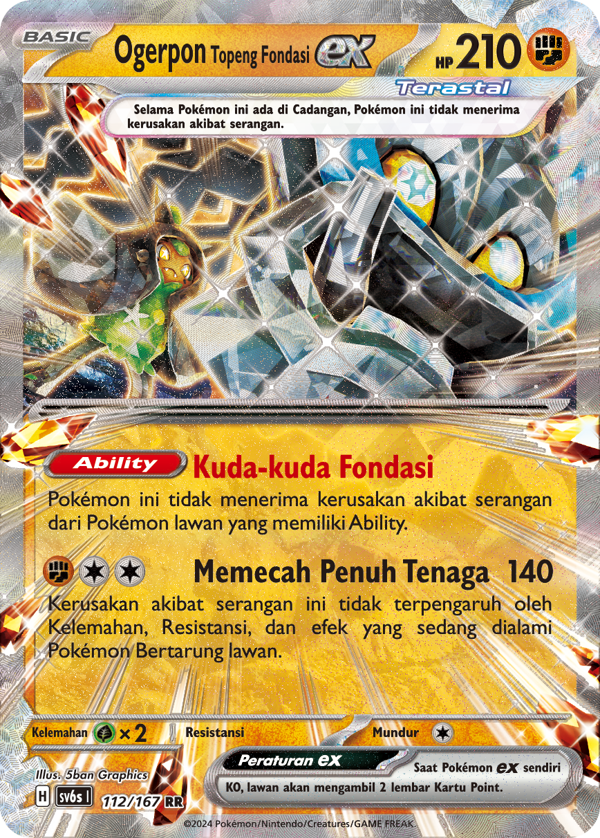 Ogerpon Topeng Fondasi ex 112 — Topeng Transfigurasi (Indonesian Pokémon TCG card)
