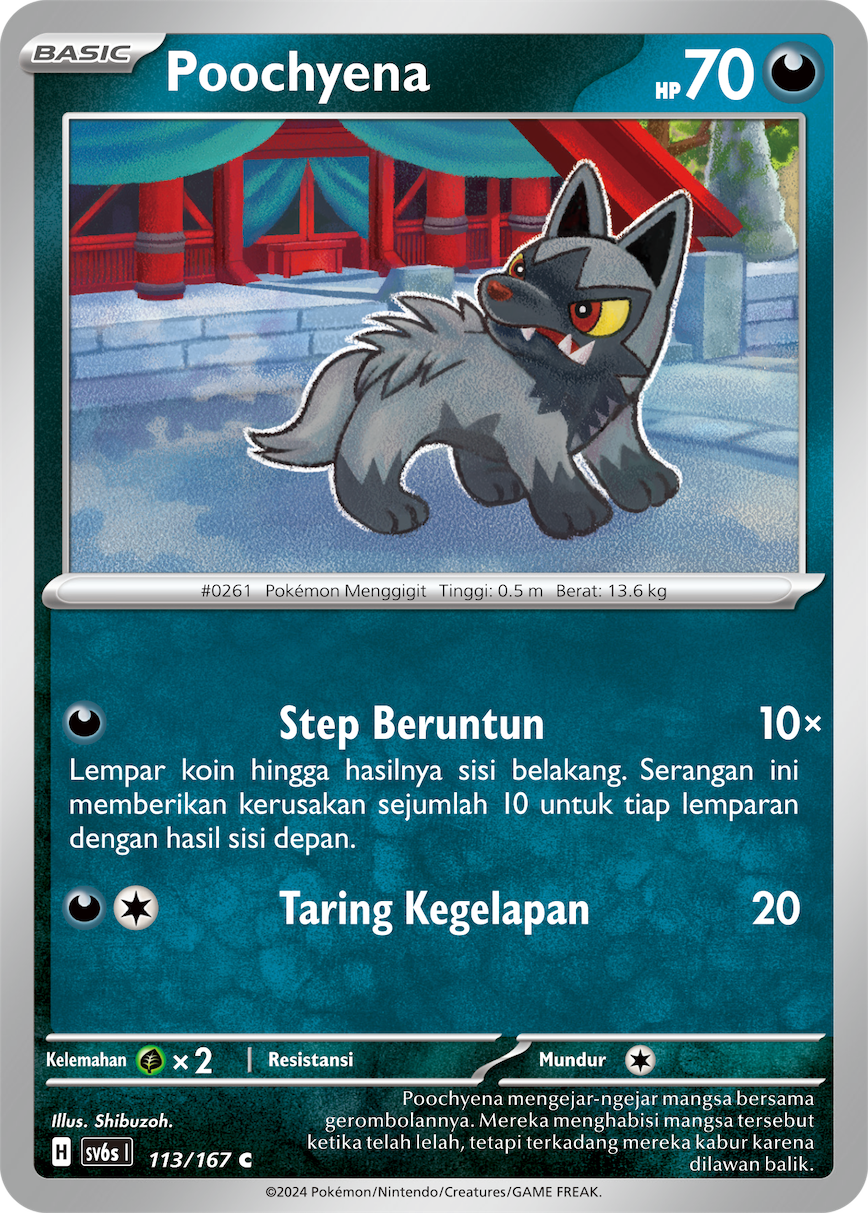 Poochyena 113 — Topeng Transfigurasi (Indonesian Pokémon TCG card)