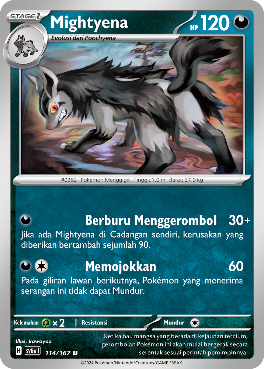 Mightyena 114 — Topeng Transfigurasi (Indonesian Pokémon TCG card)