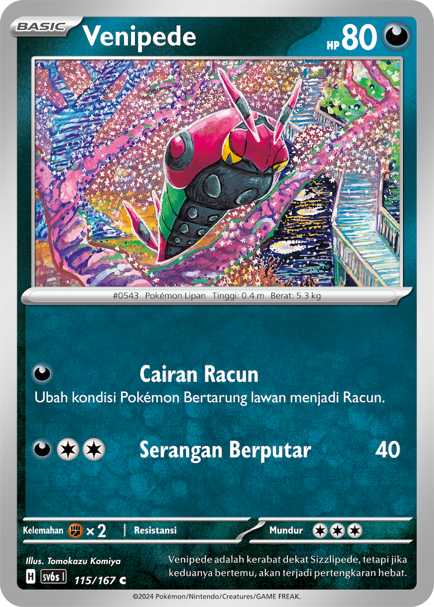 Venipede 115 — Topeng Transfigurasi (Indonesian Pokémon TCG card)
