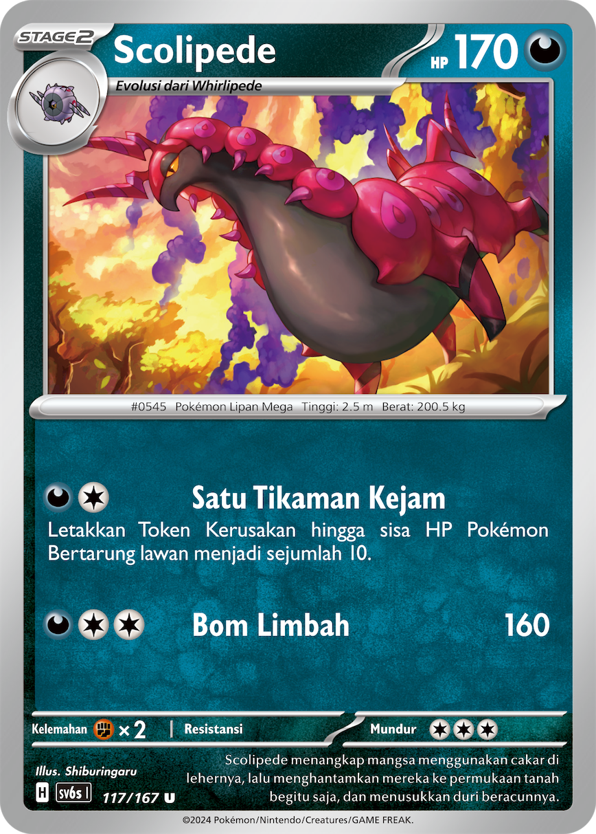 Scolipede 117 — Topeng Transfigurasi (Indonesian Pokémon TCG card)
