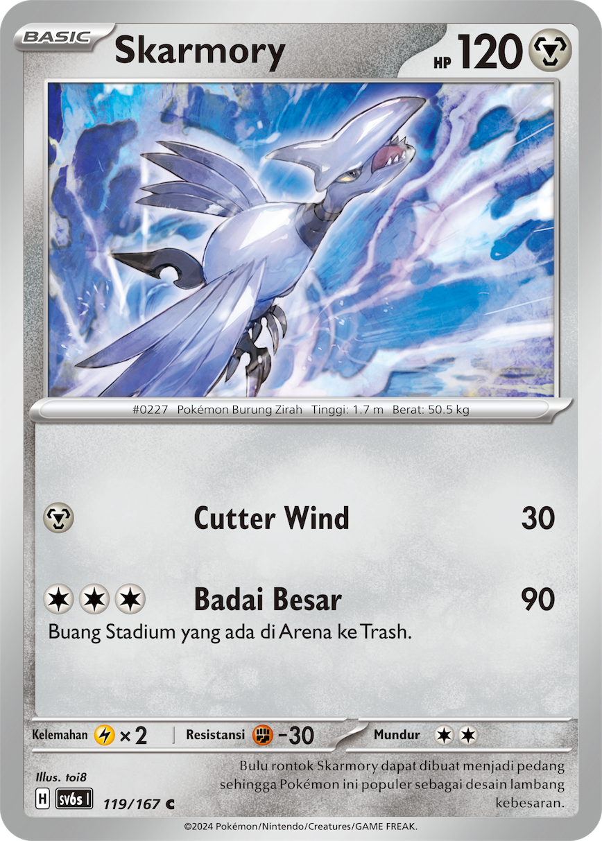 Skarmory 119 — Topeng Transfigurasi (Indonesian Pokémon TCG card)