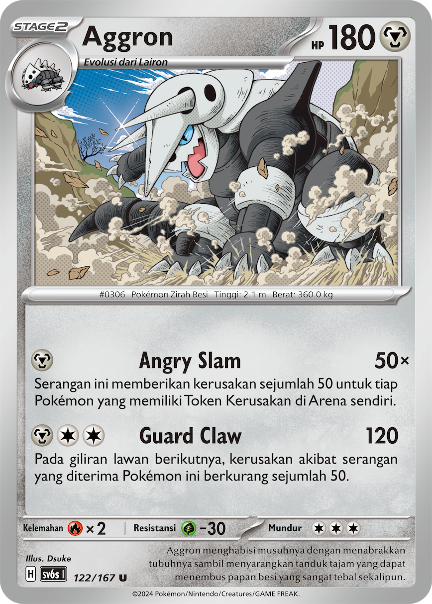 Aggron 122 — Topeng Transfigurasi (Indonesian Pokémon TCG card)
