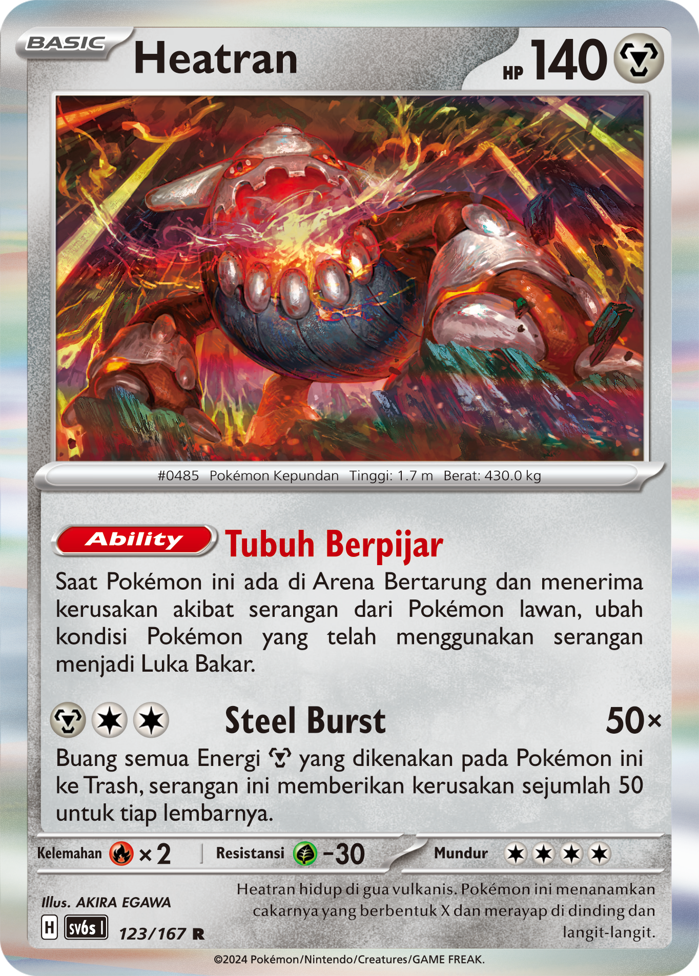 Heatran 123 — Topeng Transfigurasi (Indonesian Pokémon TCG card)