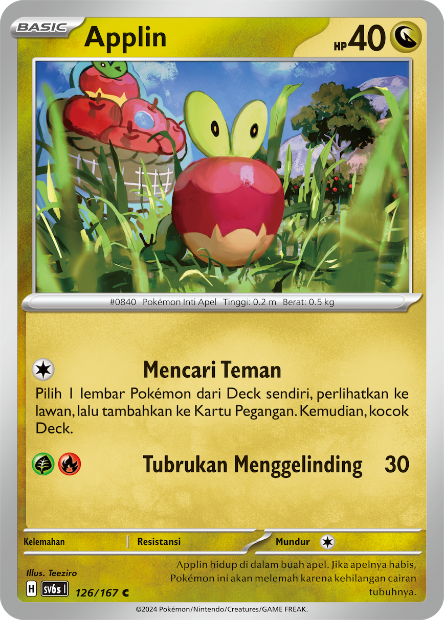 Applin 126 — Topeng Transfigurasi (Indonesian Pokémon TCG card)