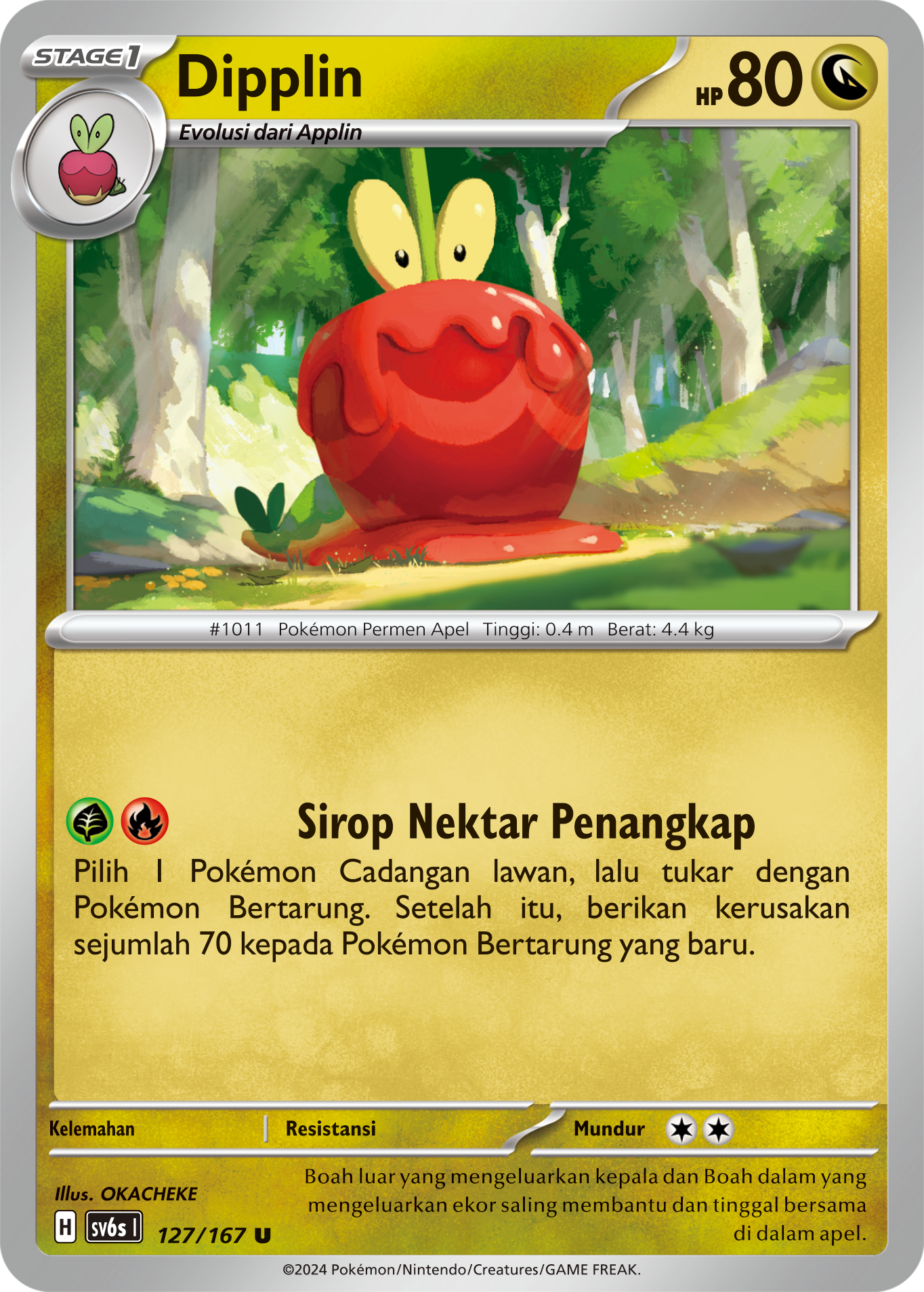 Dipplin 127 — Topeng Transfigurasi (Indonesian Pokémon TCG card)