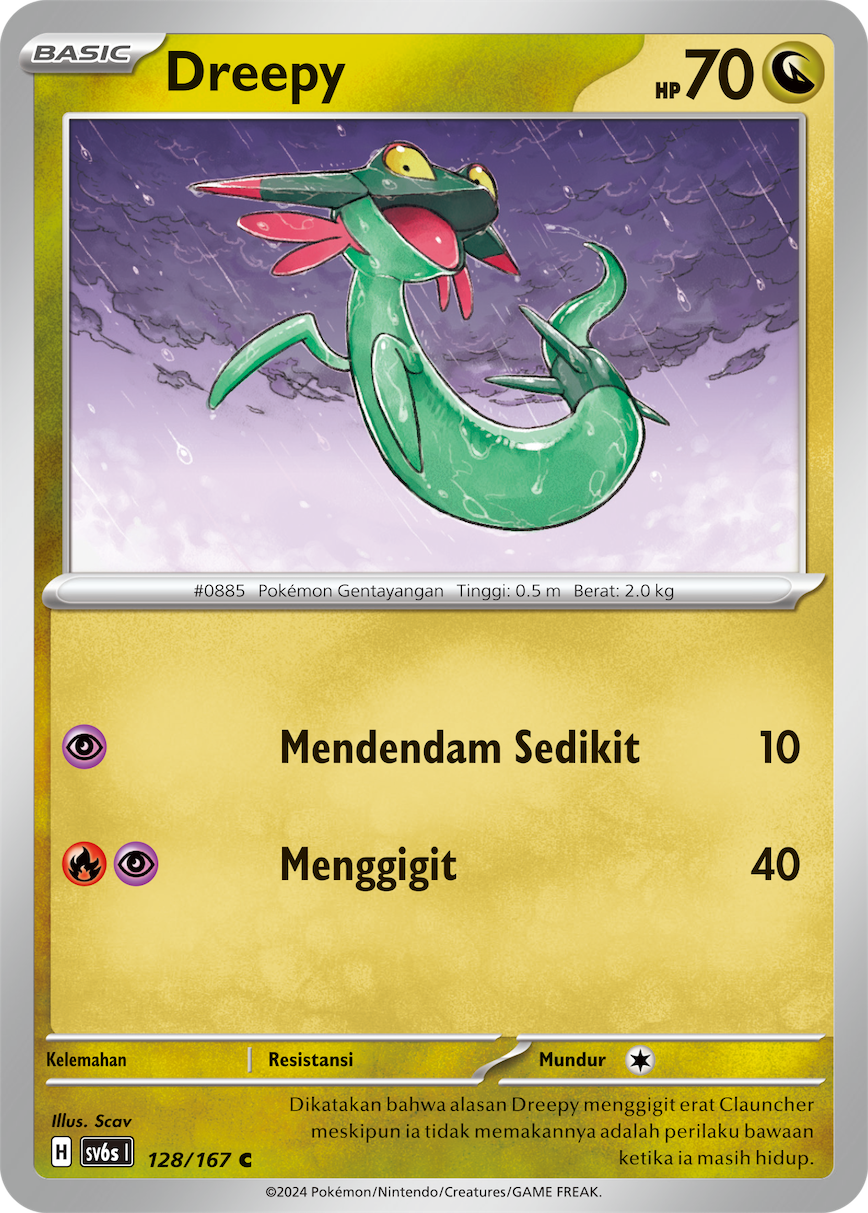 Dreepy 128 — Topeng Transfigurasi (Indonesian Pokémon TCG card)