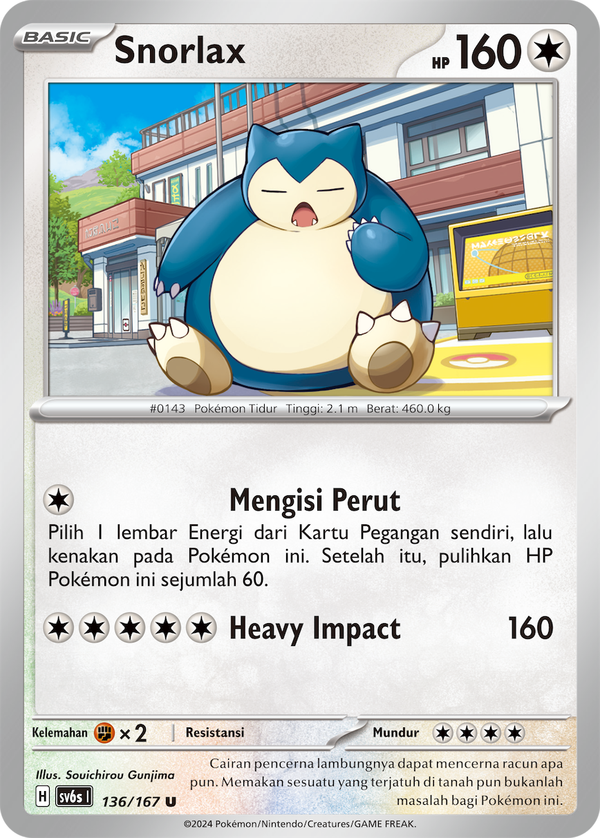 Snorlax 136 — Topeng Transfigurasi (Indonesian Pokémon TCG card)