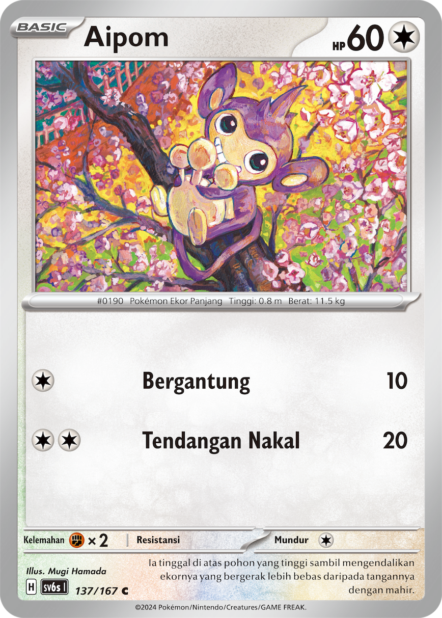 Aipom 137 — Topeng Transfigurasi (Indonesian Pokémon TCG card)