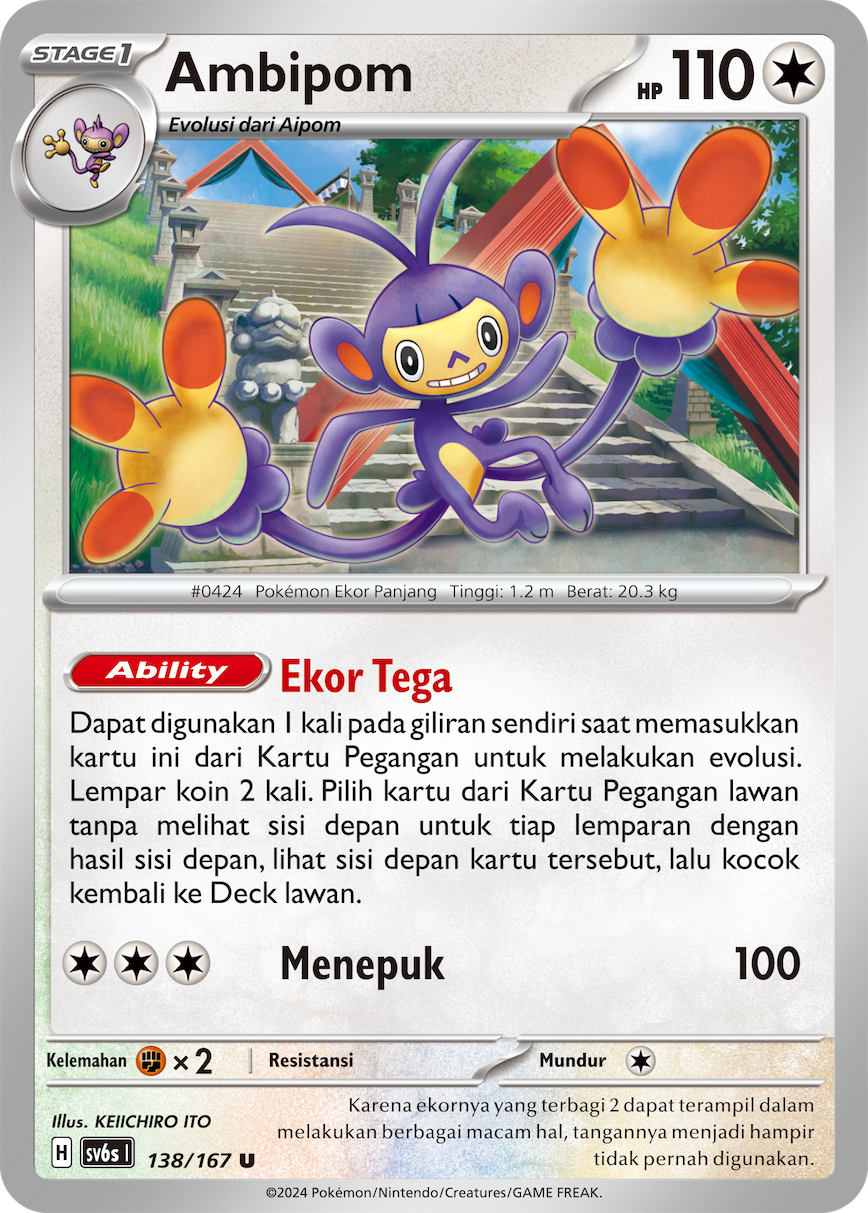 Ambipom 138 — Topeng Transfigurasi (Indonesian Pokémon TCG card)