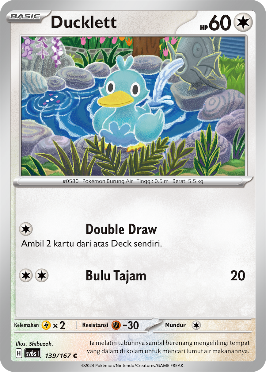 Ducklett 139 — Topeng Transfigurasi (Indonesian Pokémon TCG card)