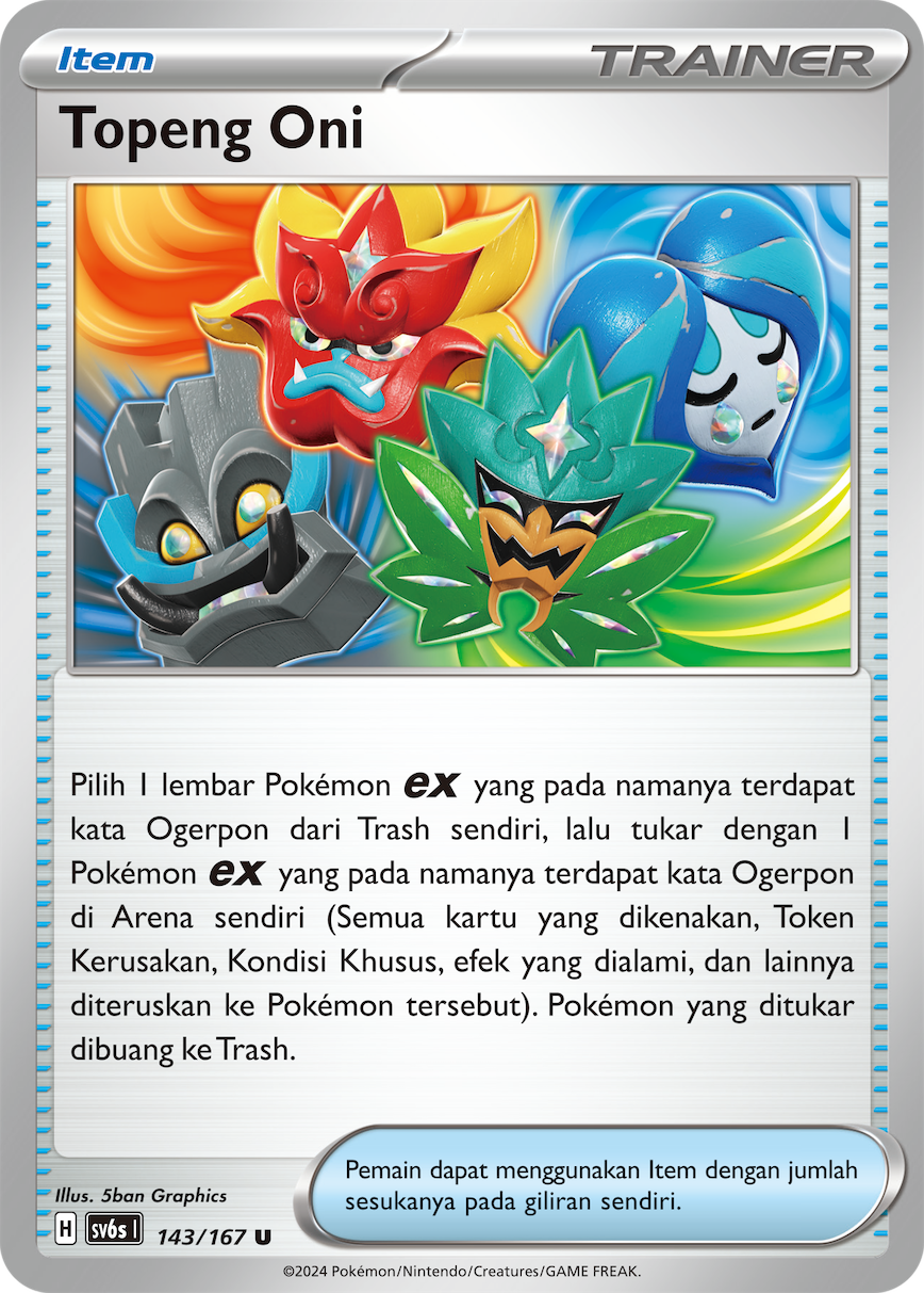 Topeng Oni 143 — Topeng Transfigurasi (Indonesian Pokémon TCG card)