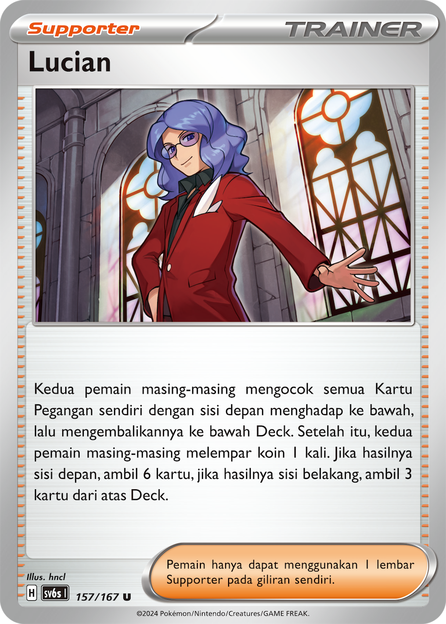 Lucian 157 — Topeng Transfigurasi (Indonesian Pokémon TCG card)