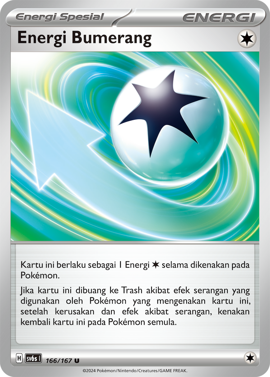Energi Bumerang 166 — Topeng Transfigurasi (Indonesian Pokémon TCG card)