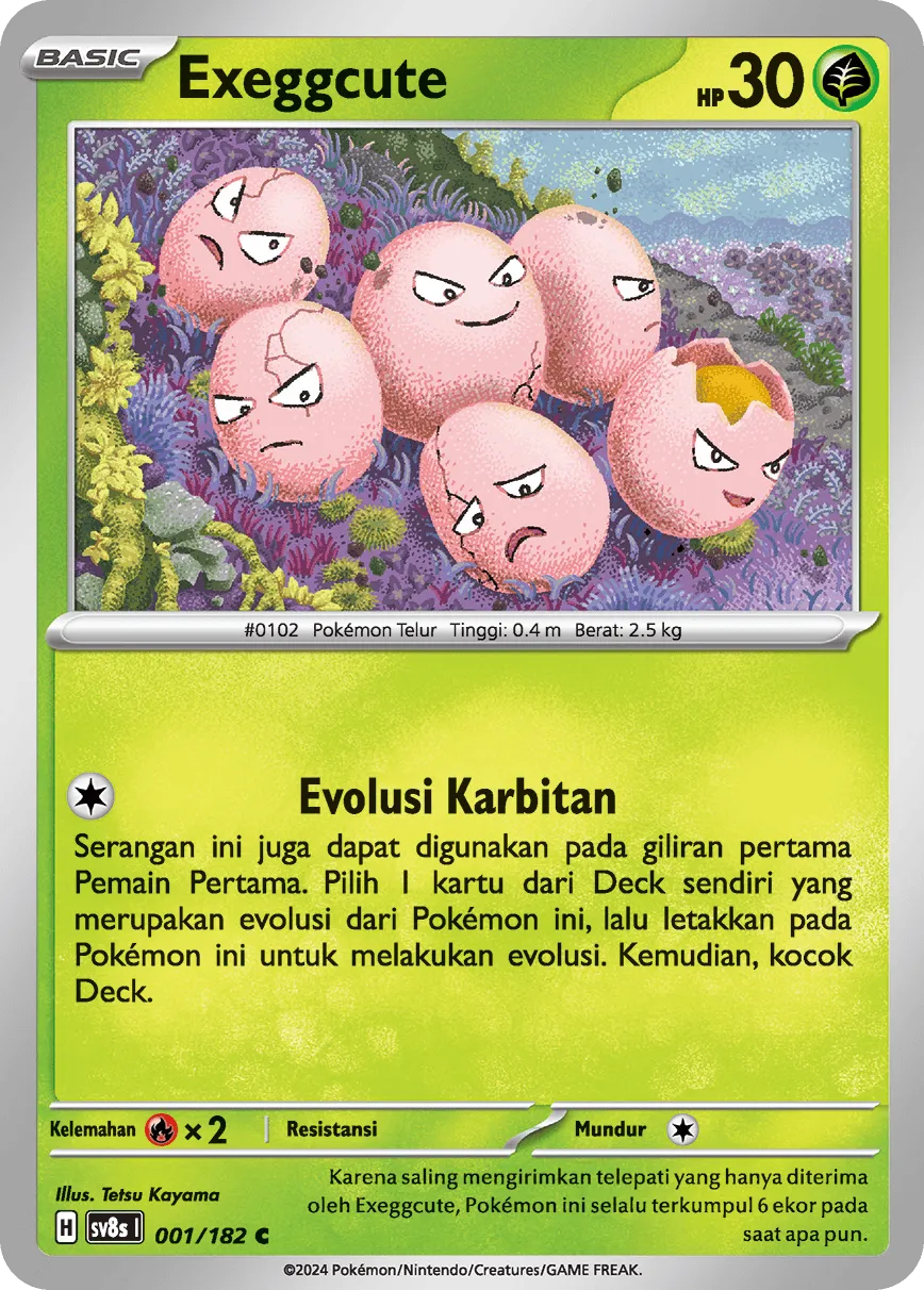 Exeggcute 001 (Indonesian Pokémon TCG card)
