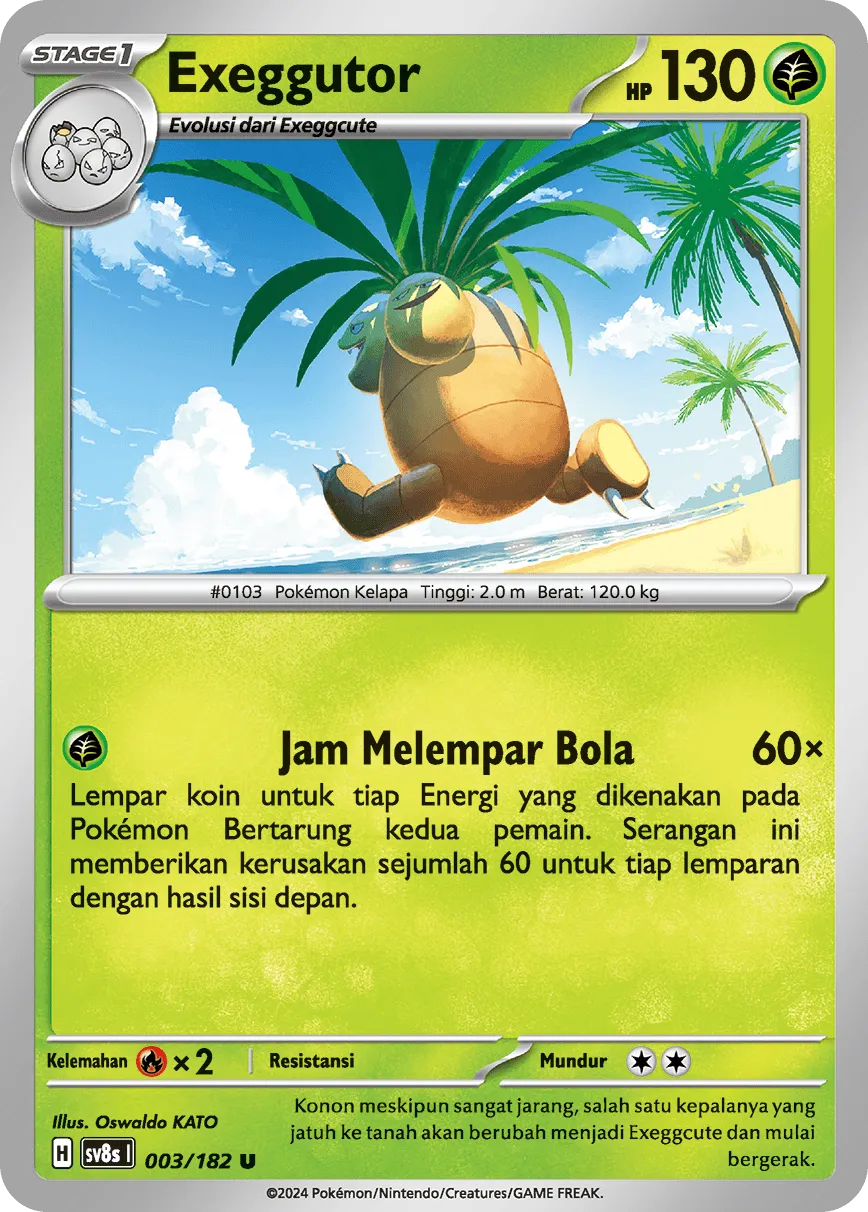 Exeggutor 003 (Indonesian Pokémon TCG card)
