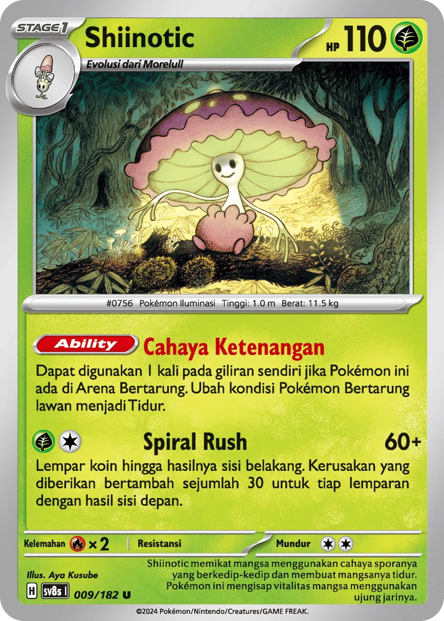Shiinotic 009 (Indonesian Pokémon TCG card)
