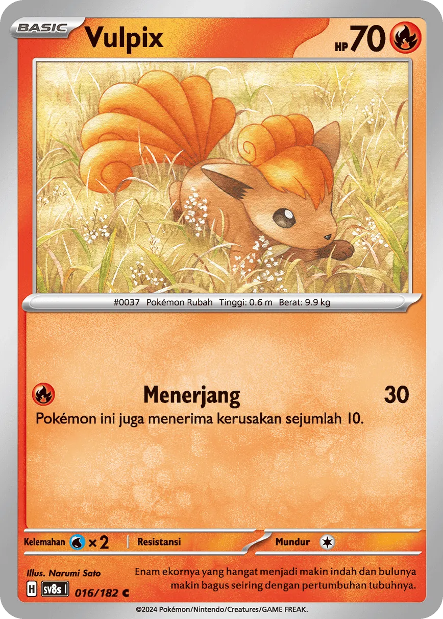 Vulpix 016 (Indonesian Pokémon TCG card)