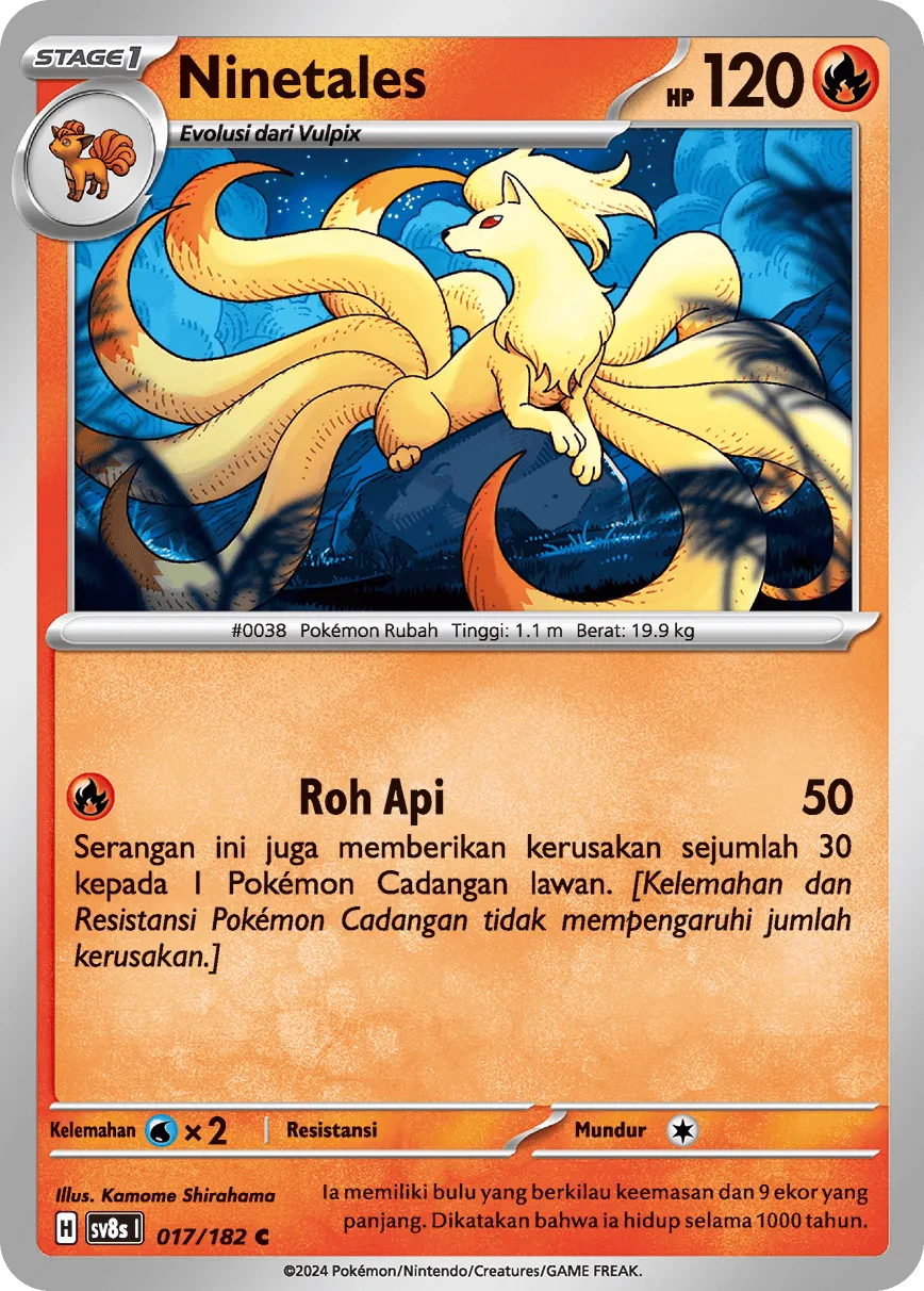 Ninetales 017 (Indonesian Pokémon TCG card)
