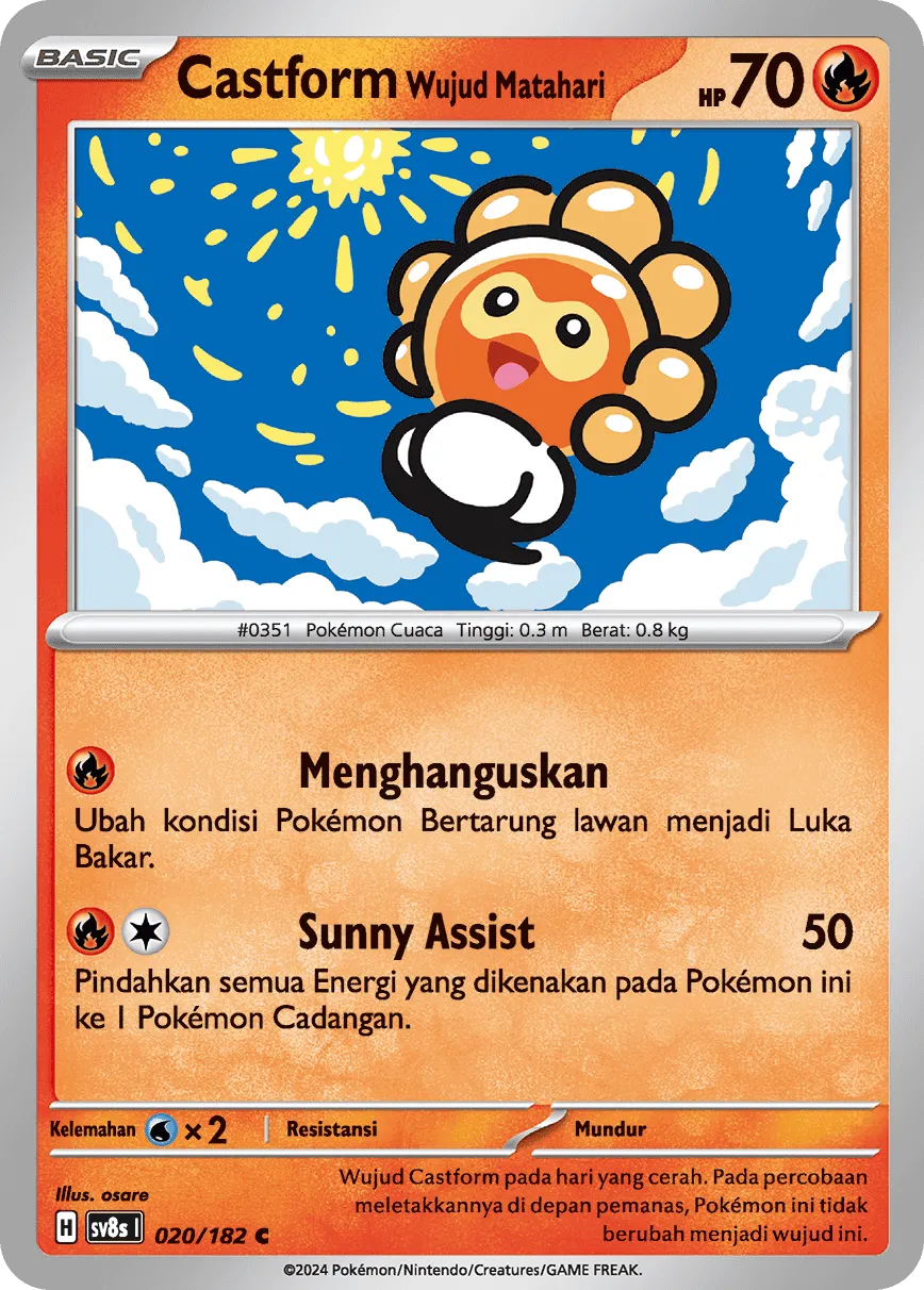 Castform Sunny Form 020 (Indonesian Pokémon TCG card)