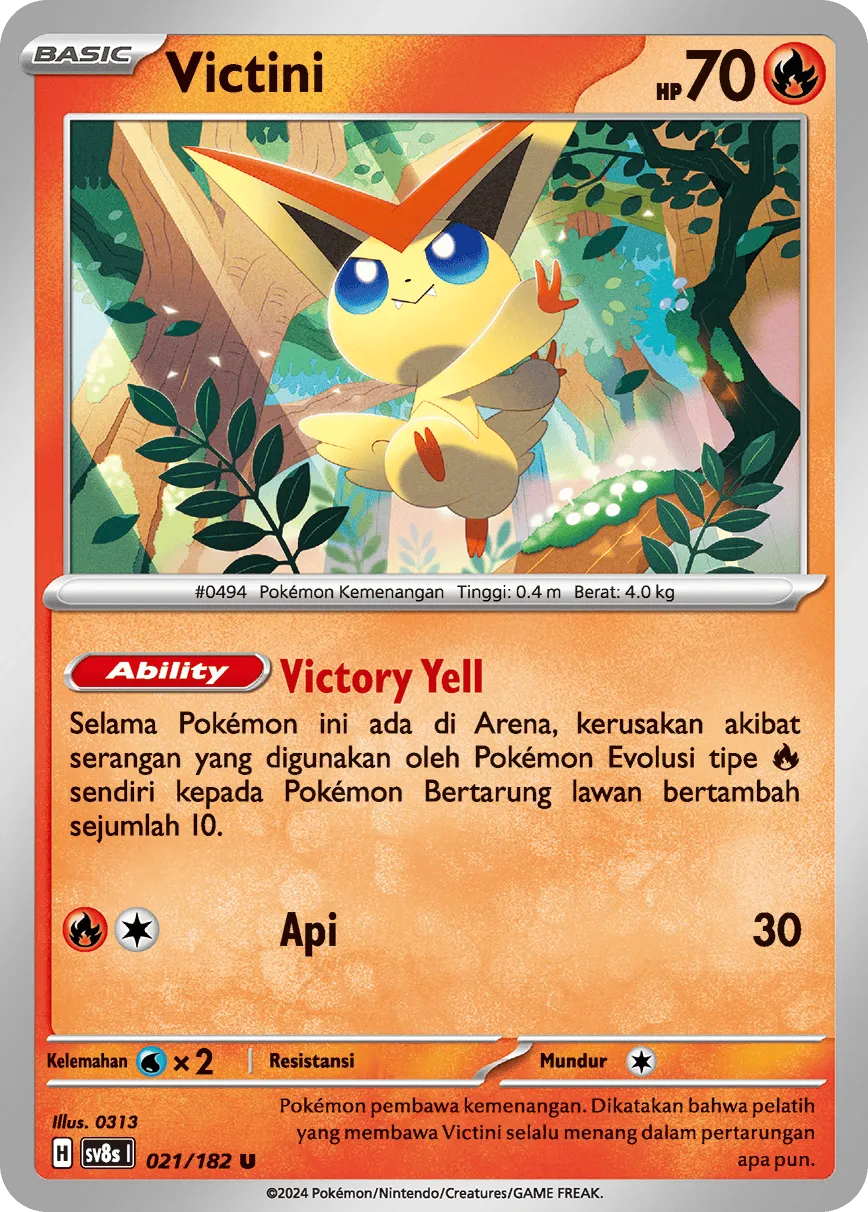 Victini 021 (Indonesian Pokémon TCG card)