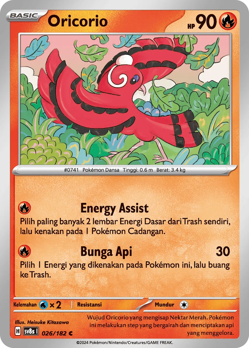 Oricorio 026 (Indonesian Pokémon TCG card)