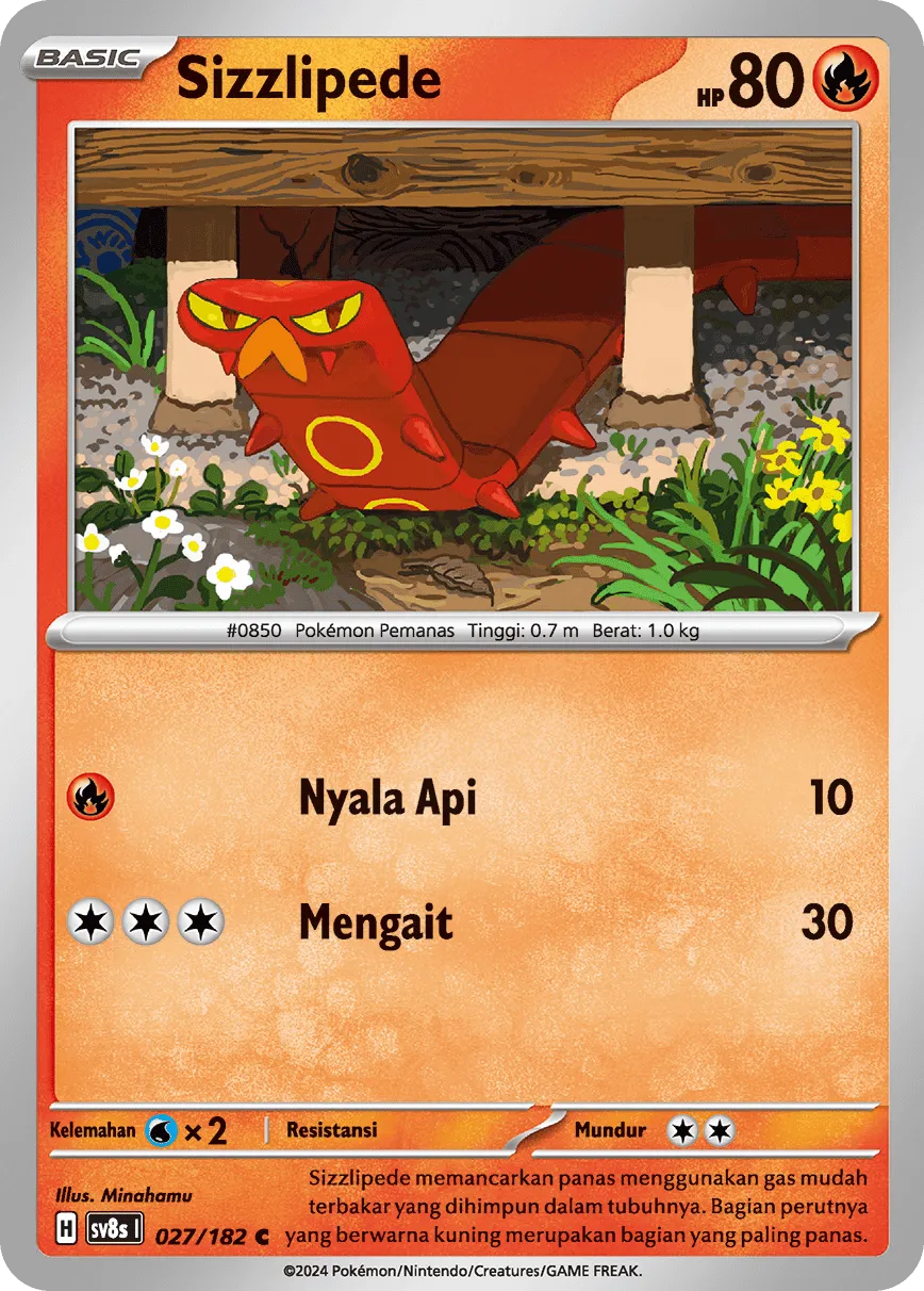 Sizzlipede 027 (Indonesian Pokémon TCG card)