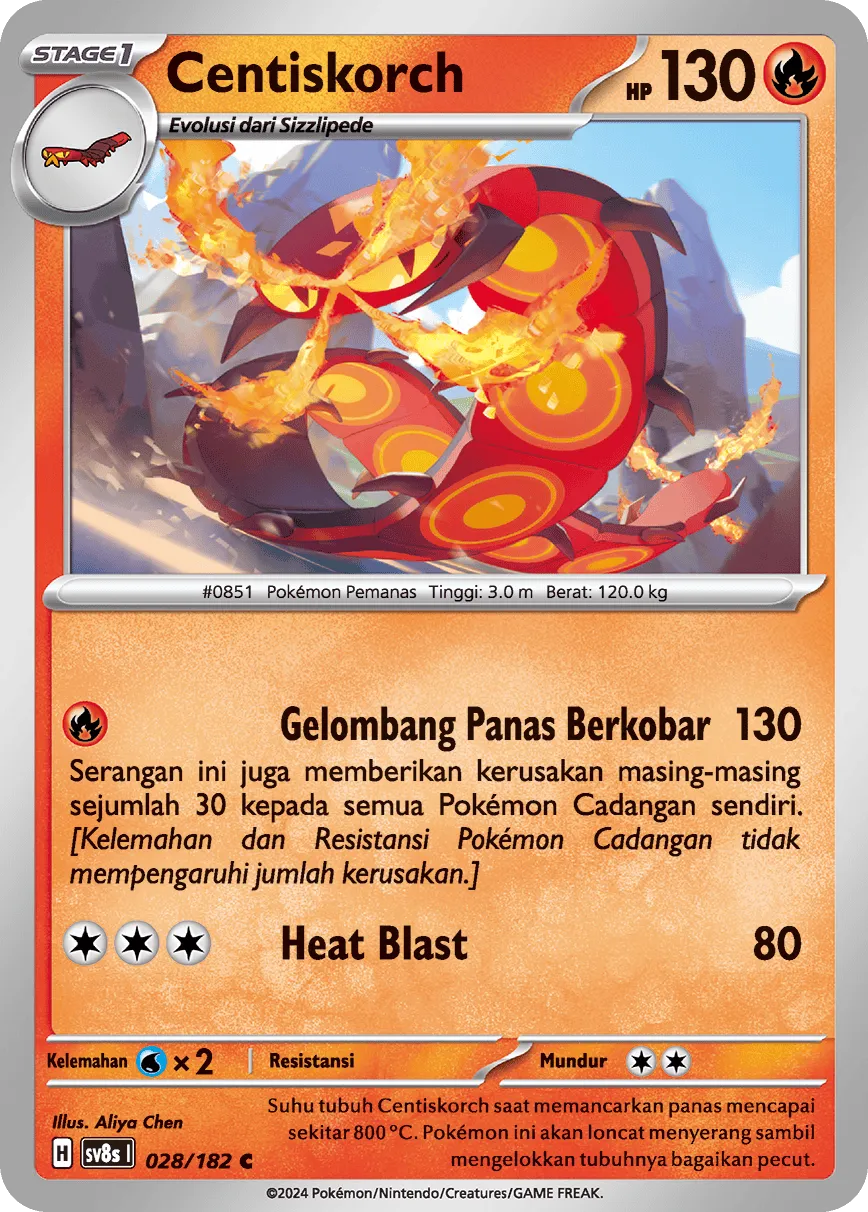 Centiskorch 028 (Indonesian Pokémon TCG card)