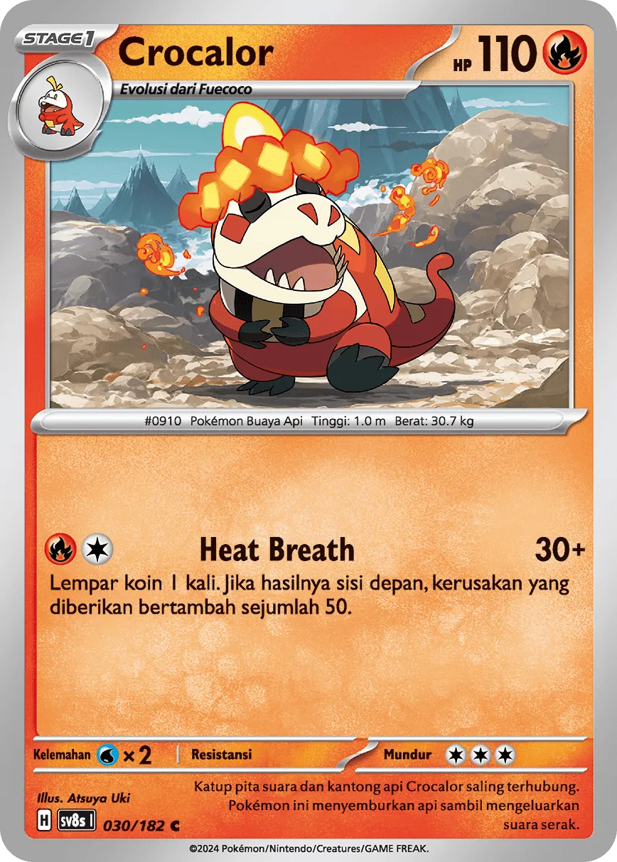 Crocalor 030 (Indonesian Pokémon TCG card)