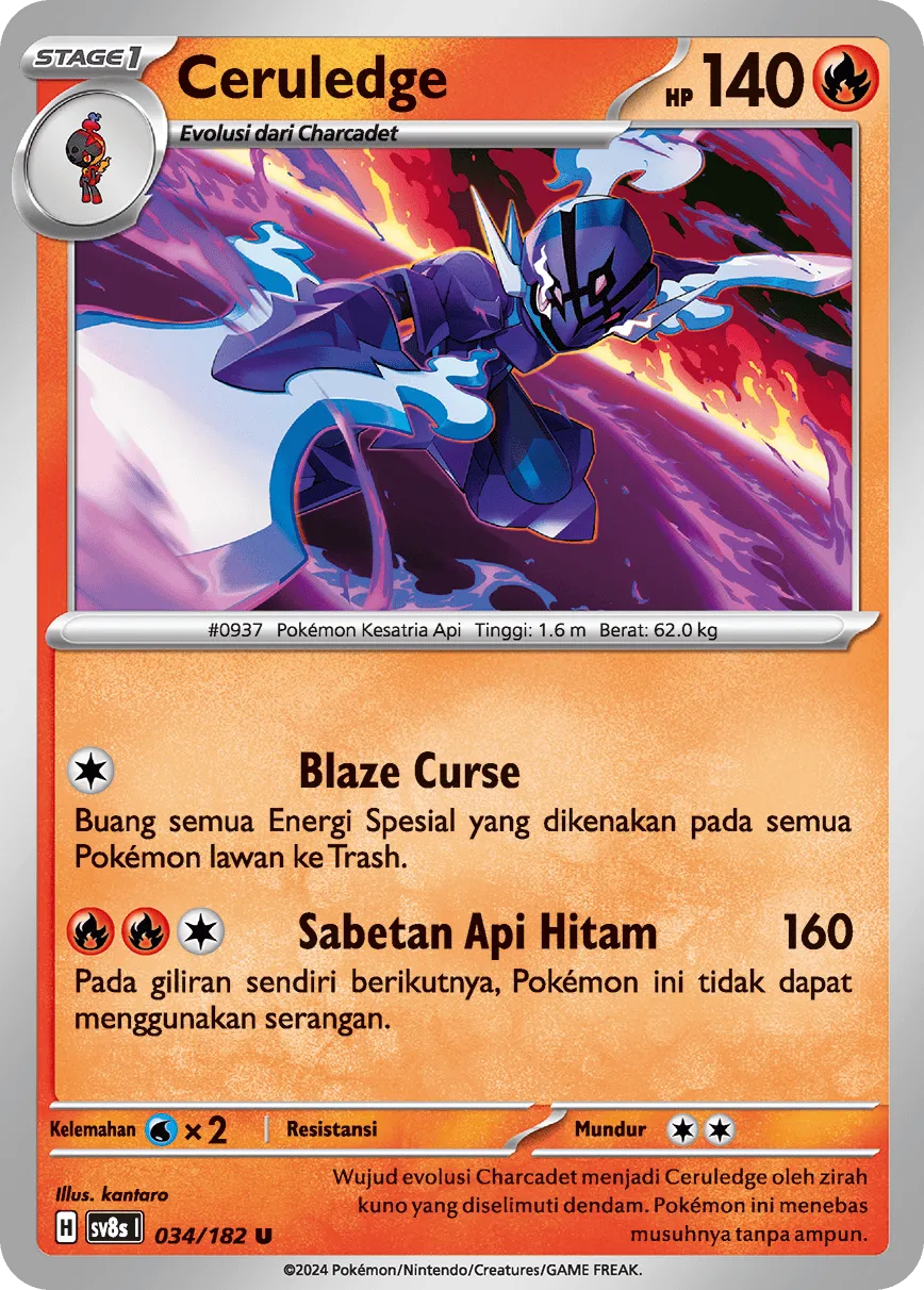 Ceruledge 034 (Indonesian Pokémon TCG card)