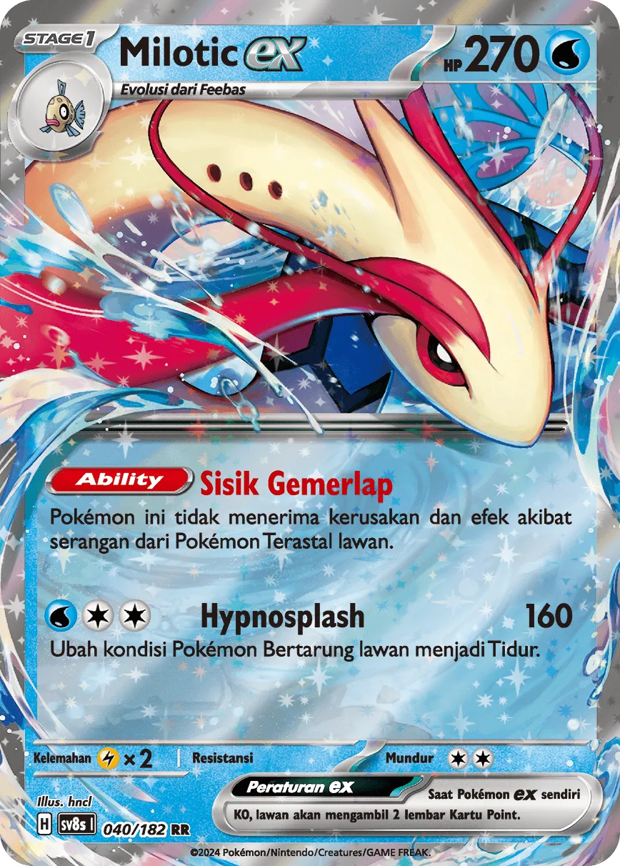 Milotic ex 040 (Indonesian Pokémon TCG card)