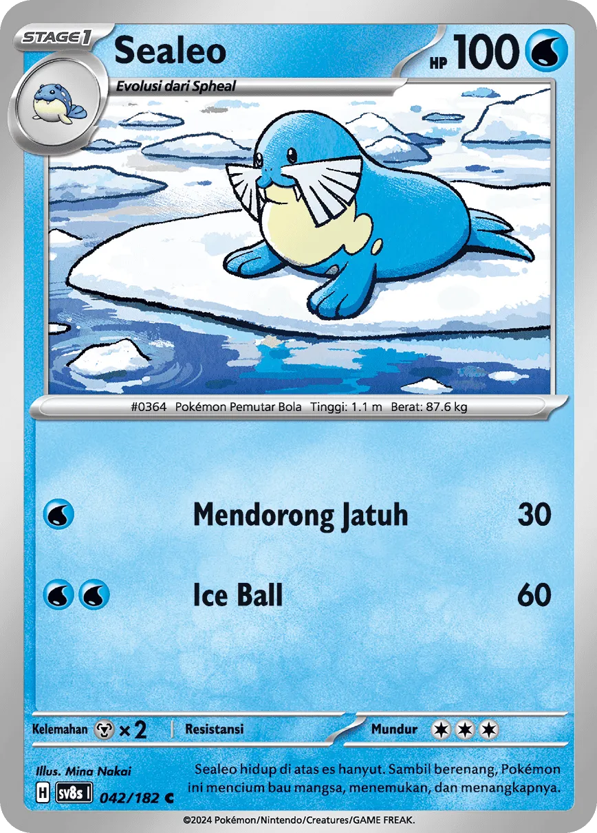 Sealeo 042 (Indonesian Pokémon TCG card)