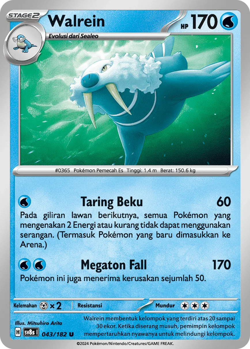 Walrein 043 (Indonesian Pokémon TCG card)