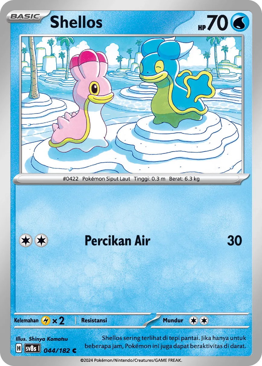 Shellos 044 (Indonesian Pokémon TCG card)