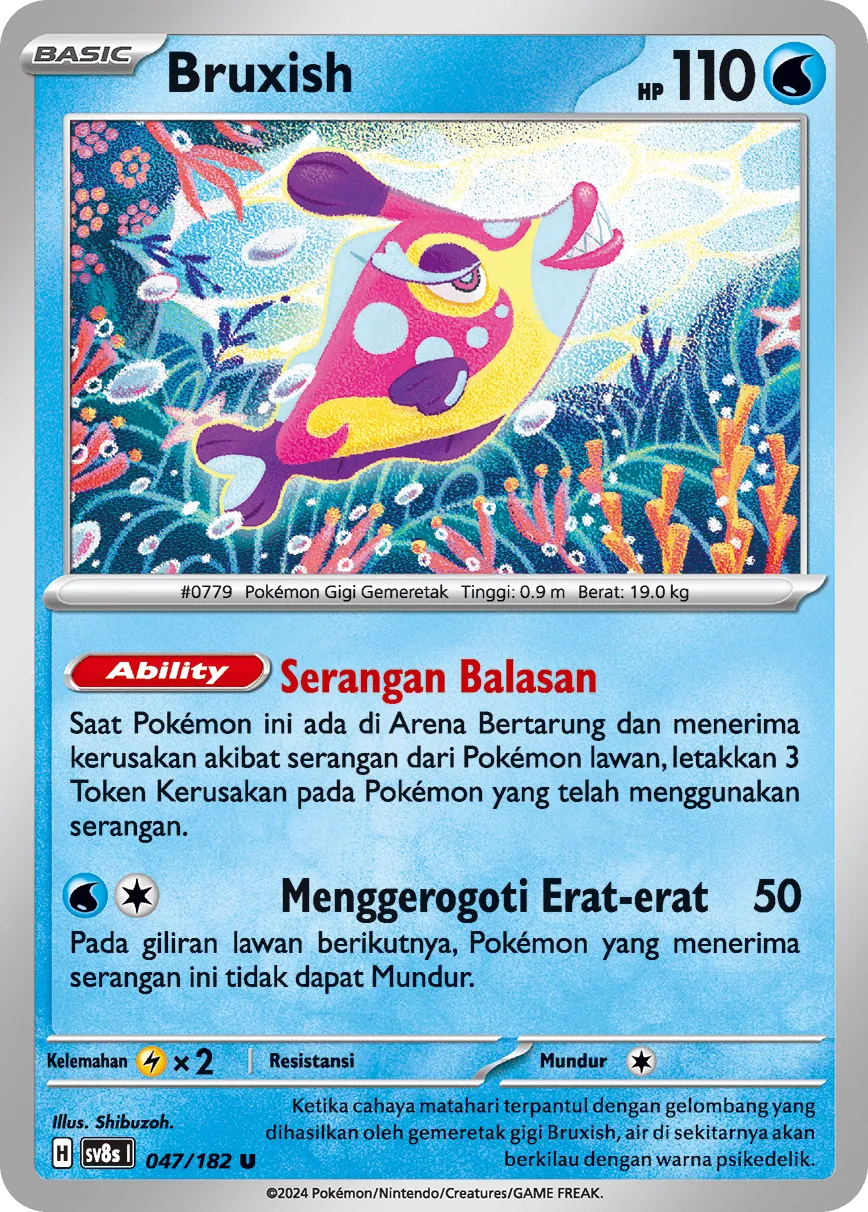 Bruxish 047 (Indonesian Pokémon TCG card)