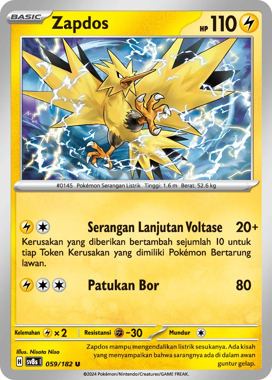 Zapdos 059 (Indonesian Pokémon TCG card)