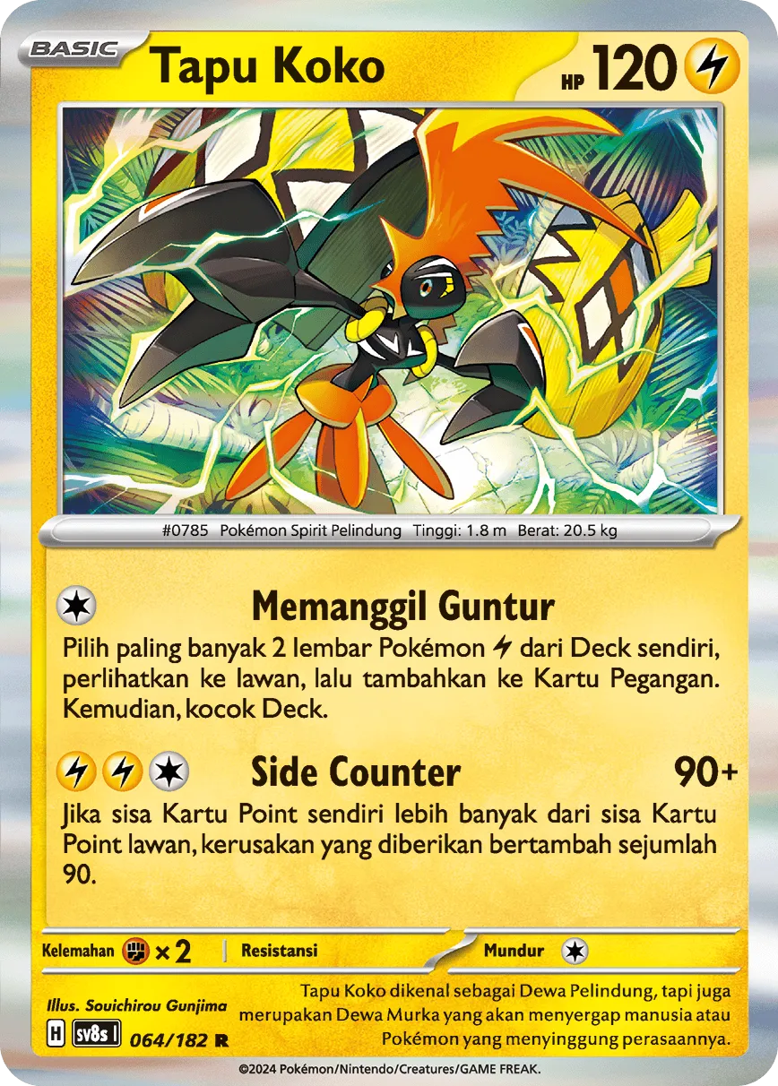 Tapu Koko 064 (Indonesian Pokémon TCG card)