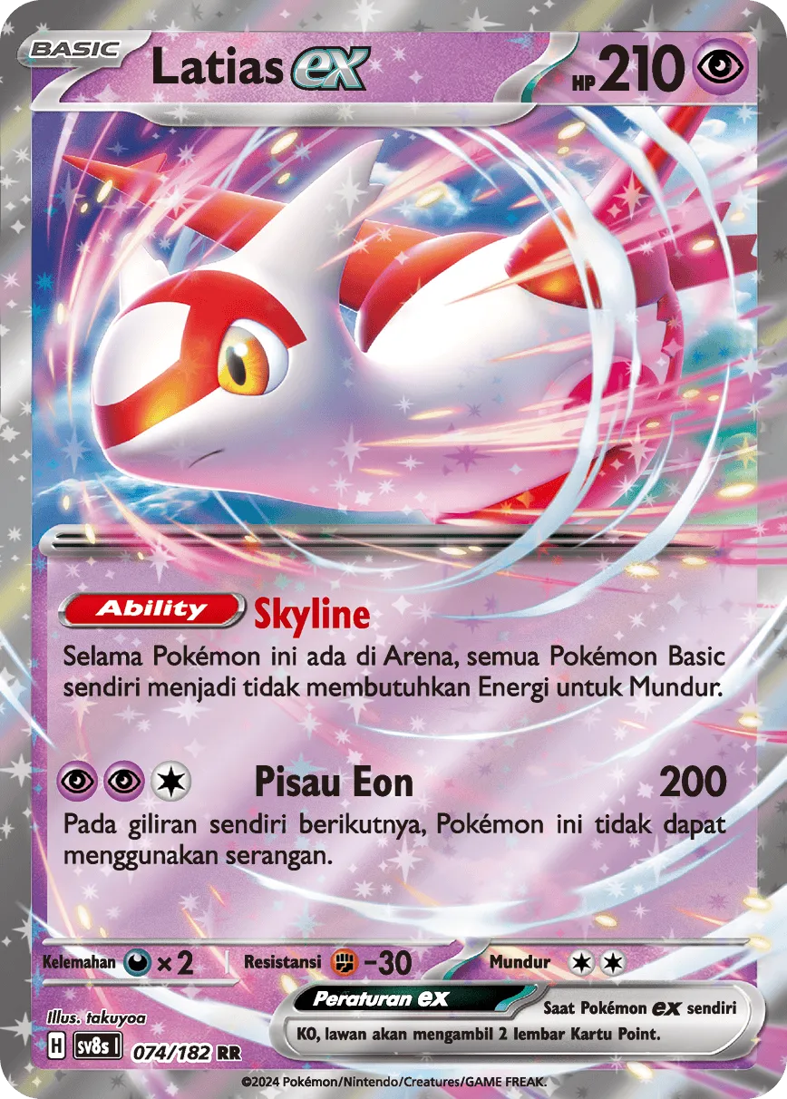 Latias ex 074 (Indonesian Pokémon TCG card)