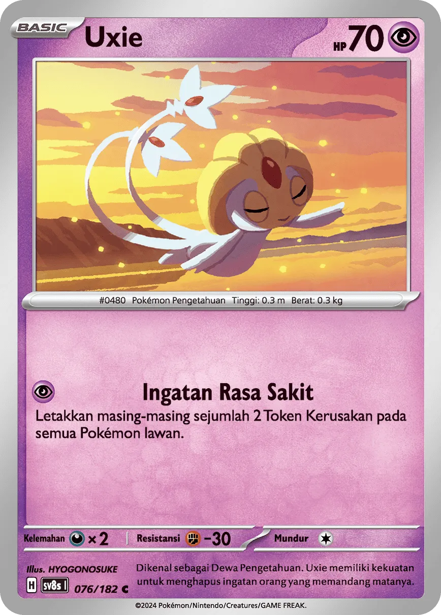 Uxie 076 (Indonesian Pokémon TCG card)