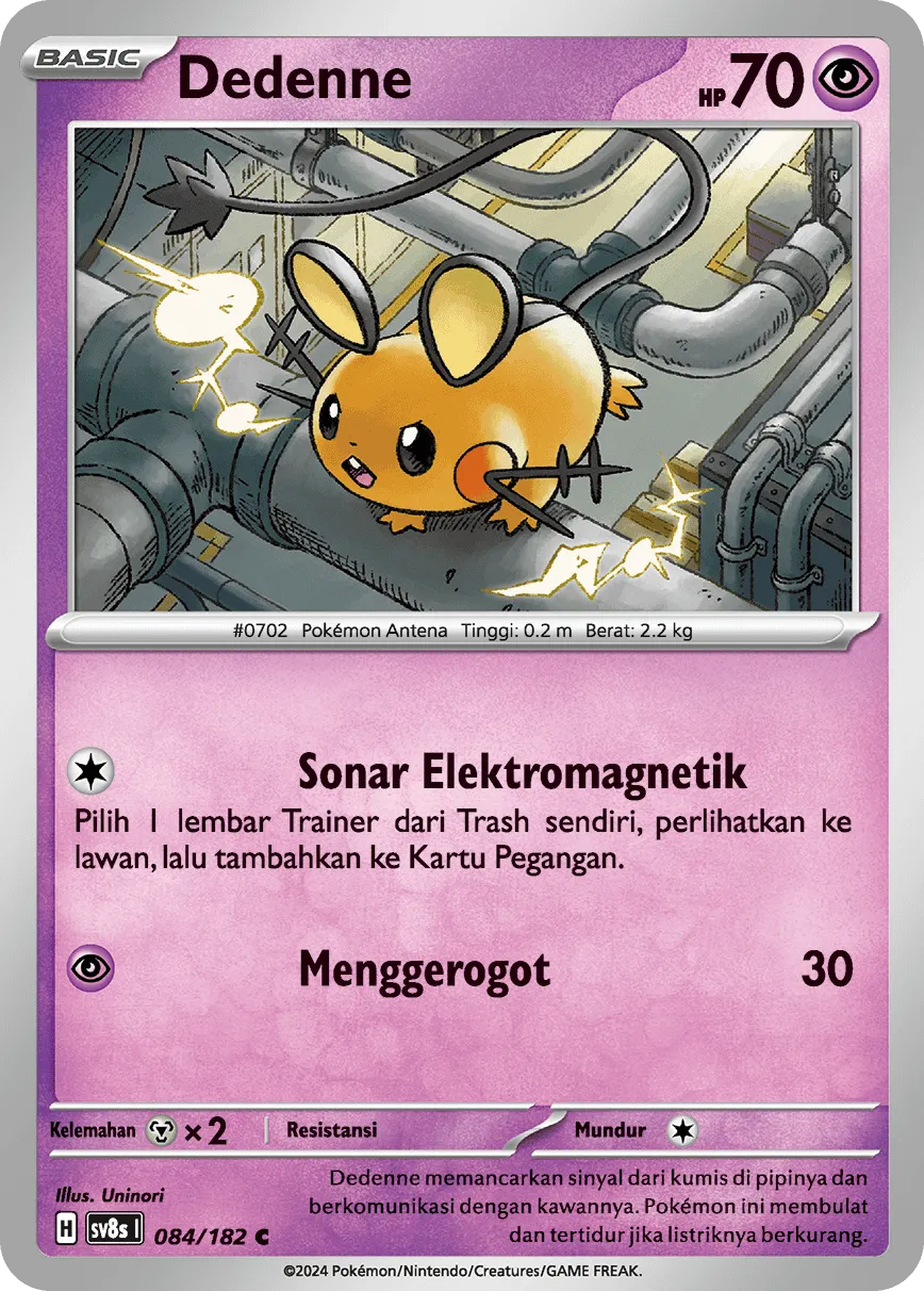Dedenne 084 (Indonesian Pokémon TCG card)
