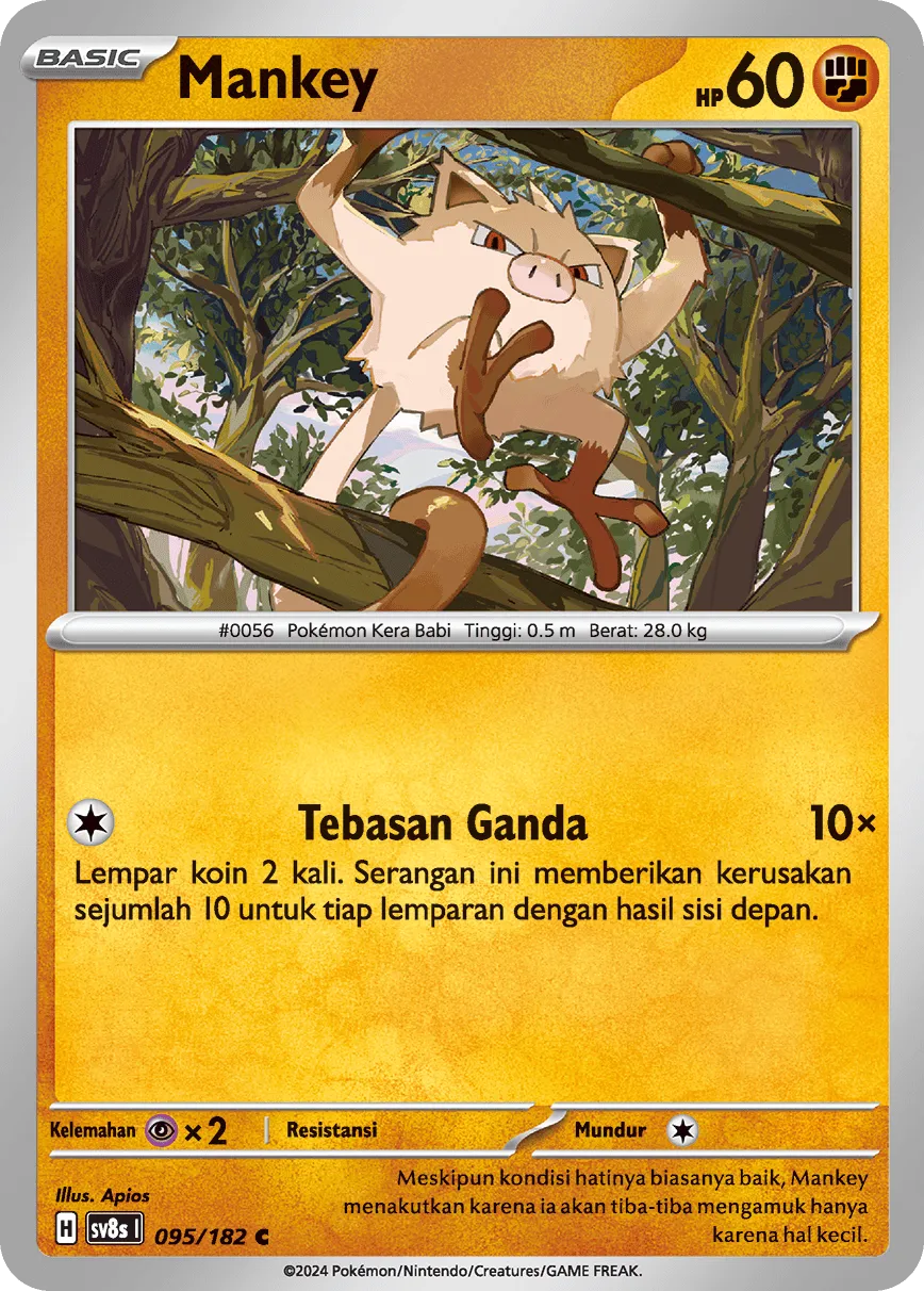 Mankey 095 (Indonesian Pokémon TCG card)