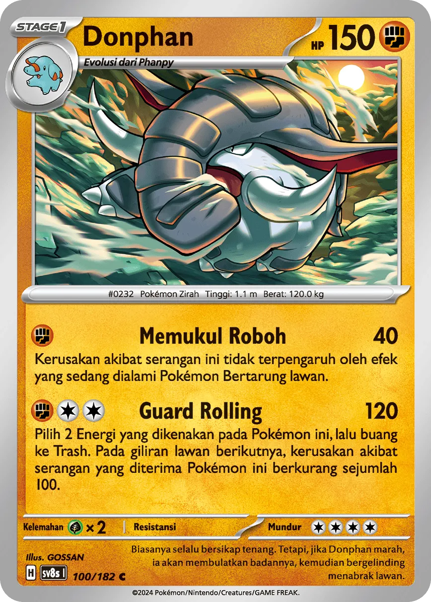 Donphan 100 (Indonesian Pokémon TCG card)
