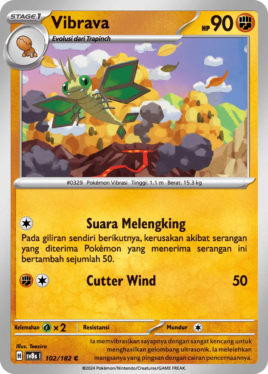 Vibrava 102 (Indonesian Pokémon TCG card)