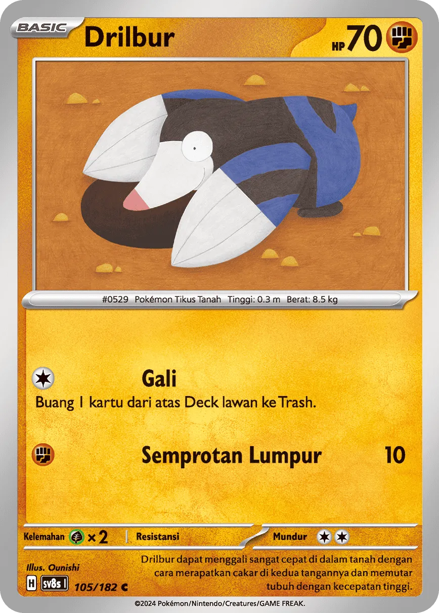 Drilbur 105 (Indonesian Pokémon TCG card)