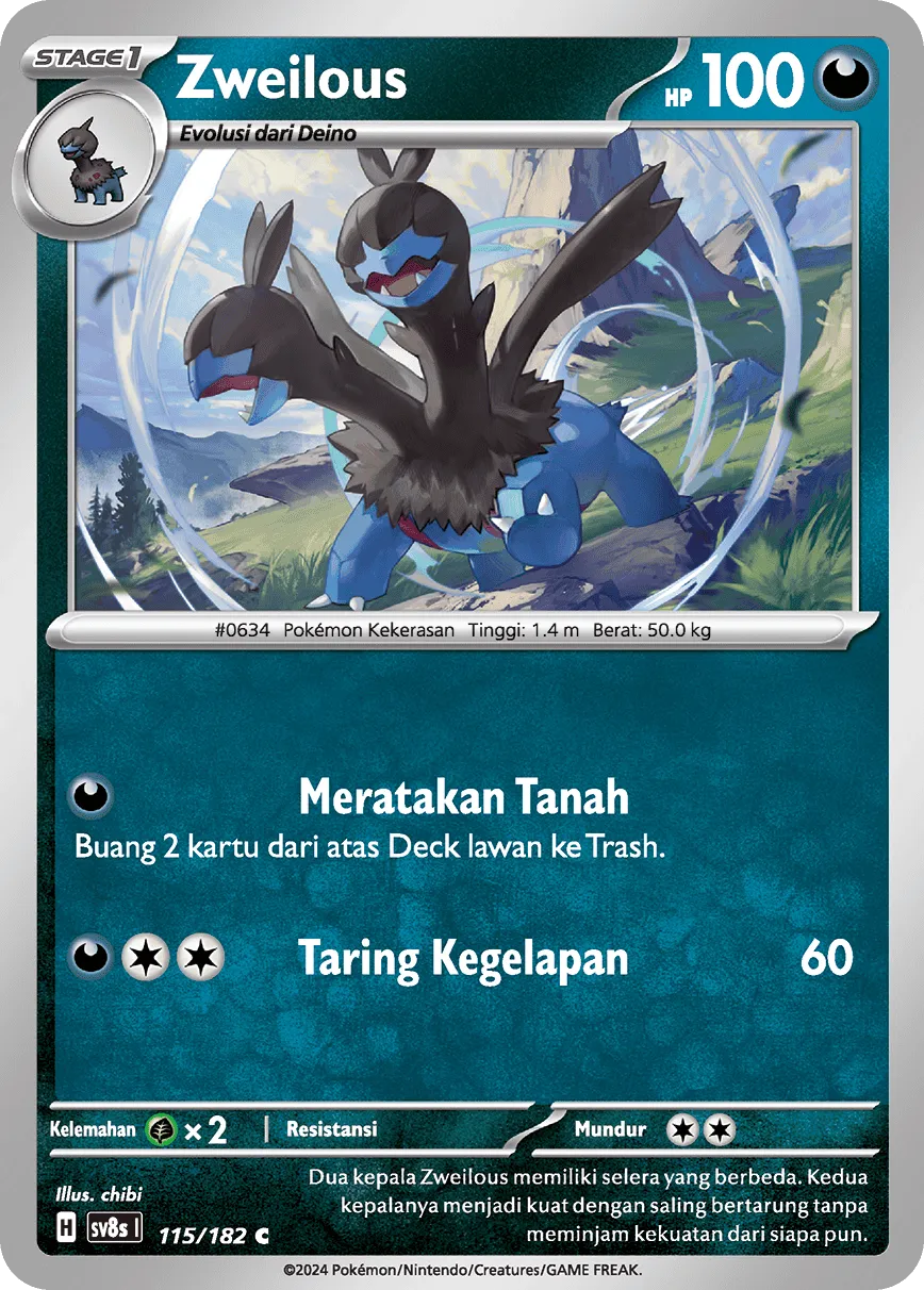 Zweilous 115 (Indonesian Pokémon TCG card)