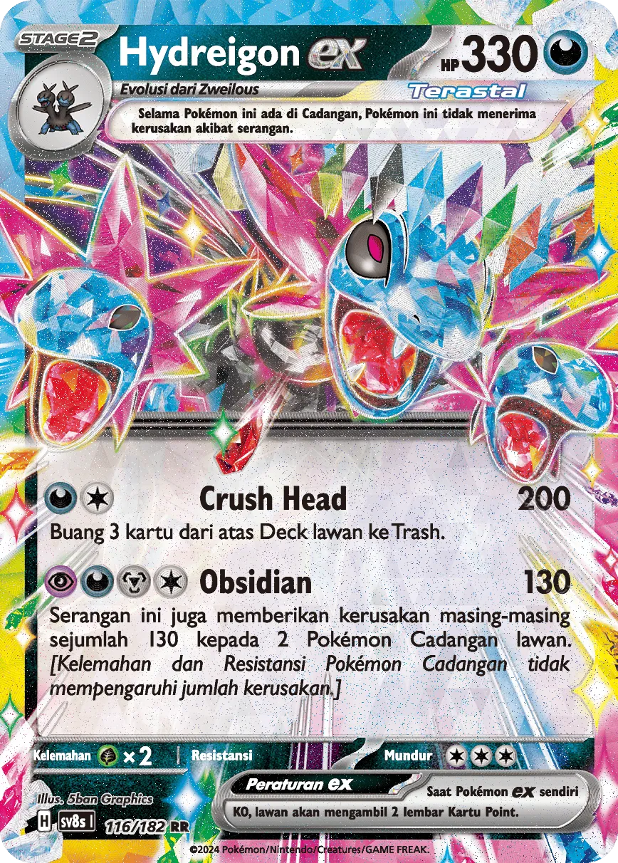 Hydreigon ex 116 (Indonesian Pokémon TCG card)