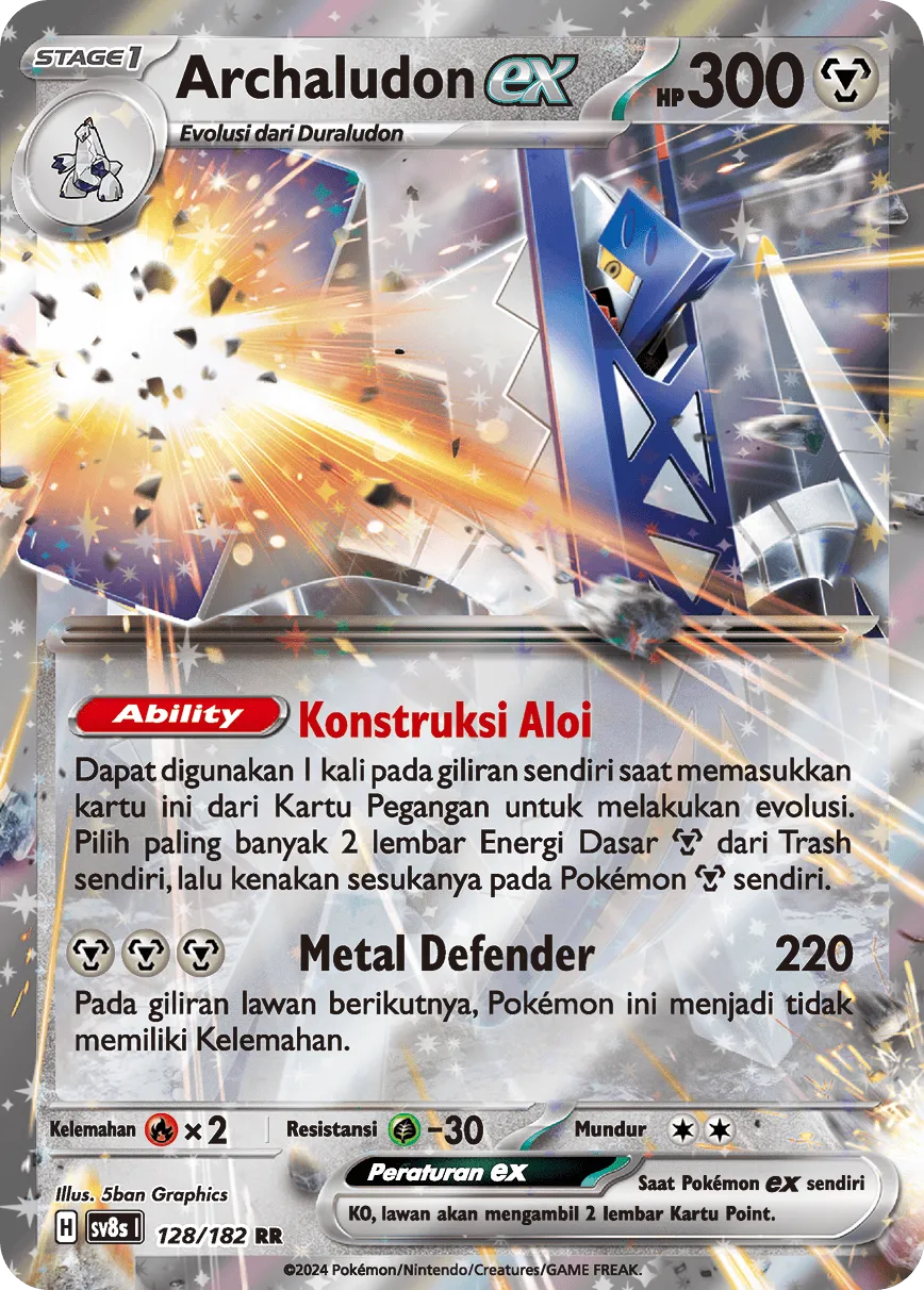 Archaludon ex 128 (Indonesian Pokémon TCG card)