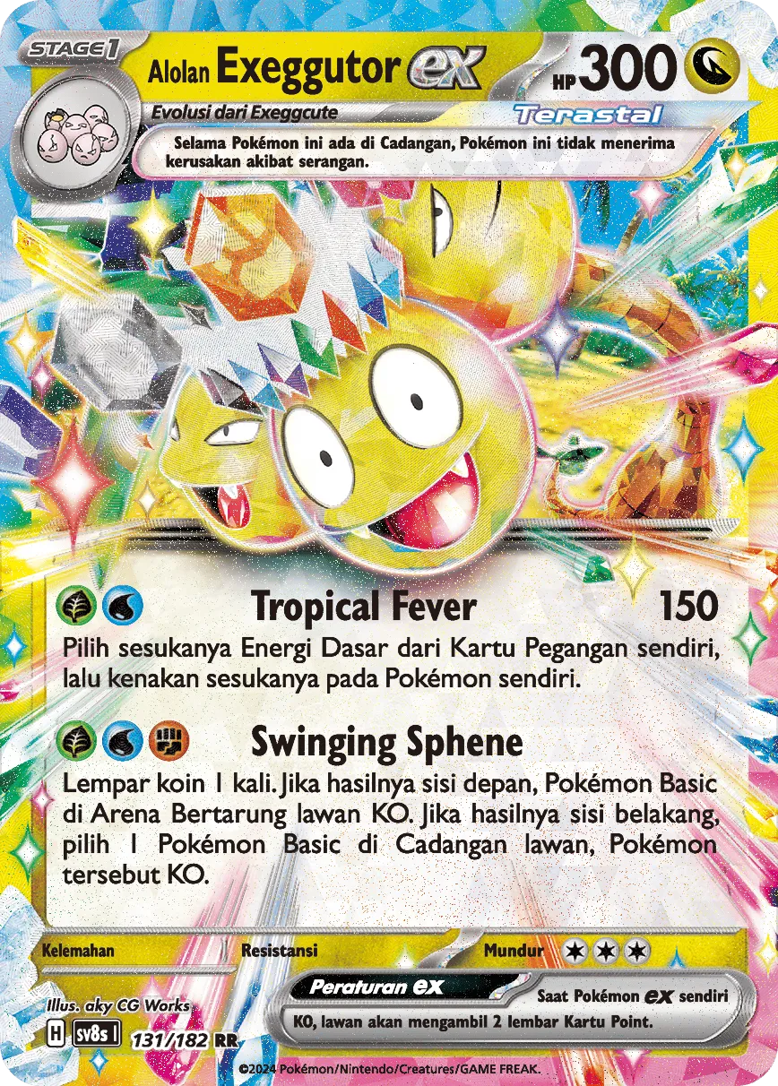 Alolan Exeggutor ex 131 (Indonesian Pokémon TCG card)