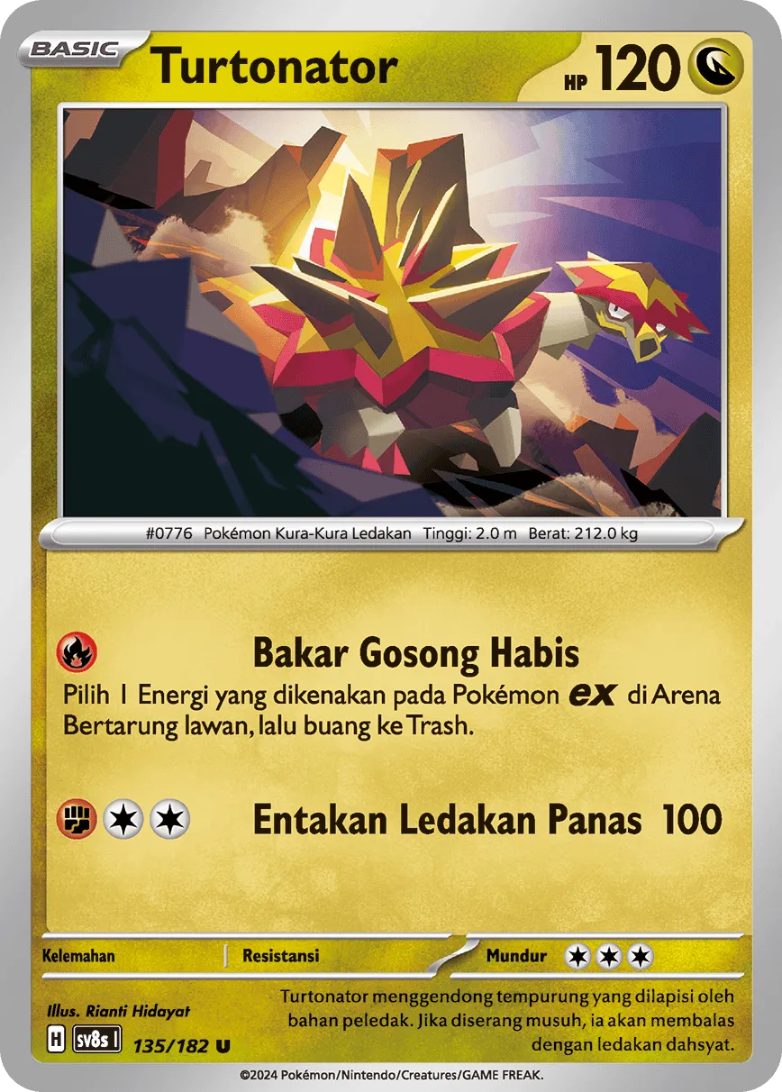 Turtonator 135 (Indonesian Pokémon TCG card)