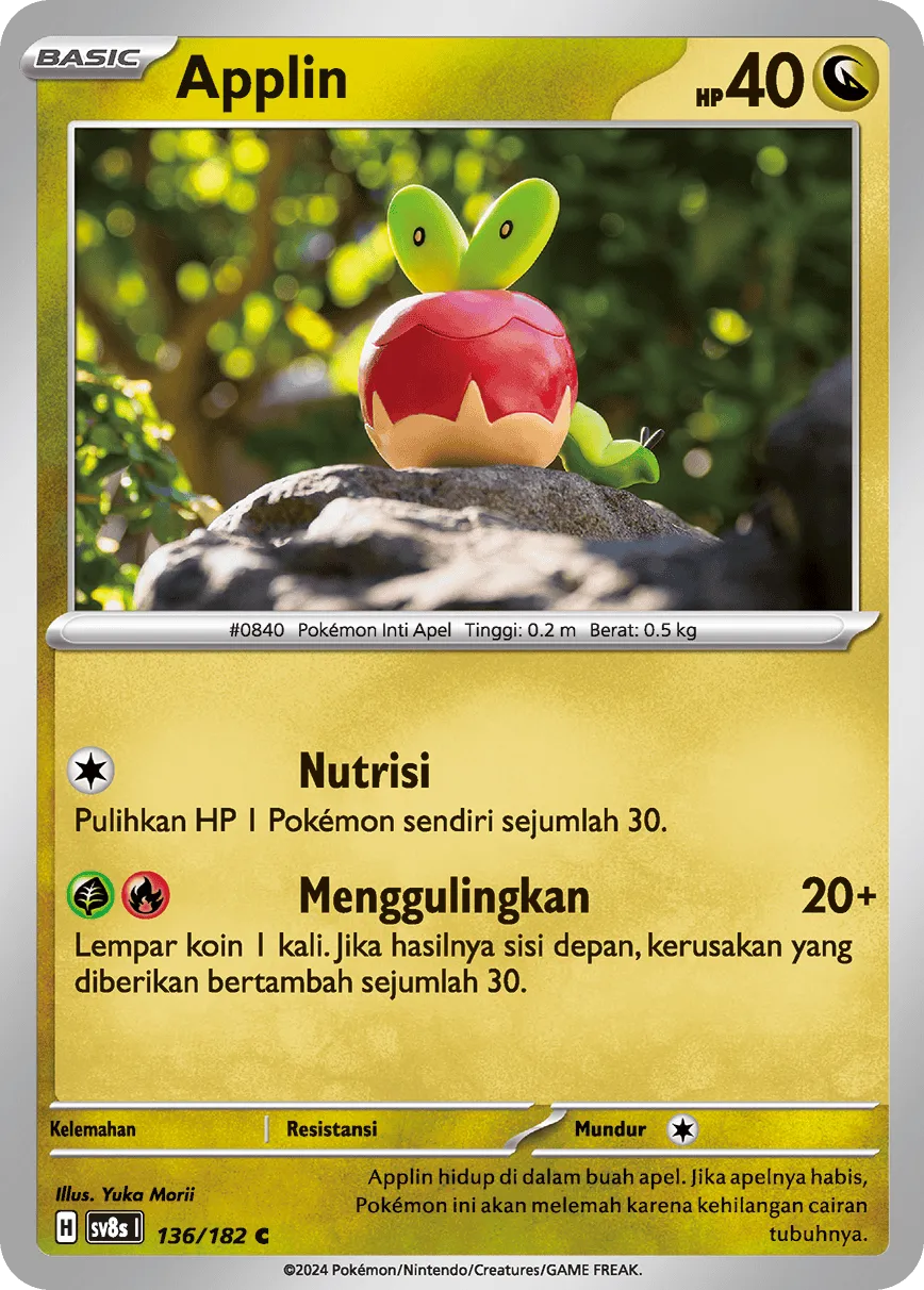 Applin 136 (Indonesian Pokémon TCG card)